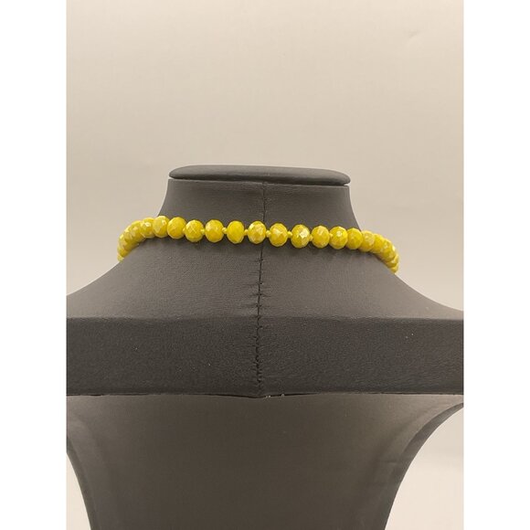 Yellow Faceted Bead Necklace 28" Drop Long Layered Strand - Picture 4 of 4